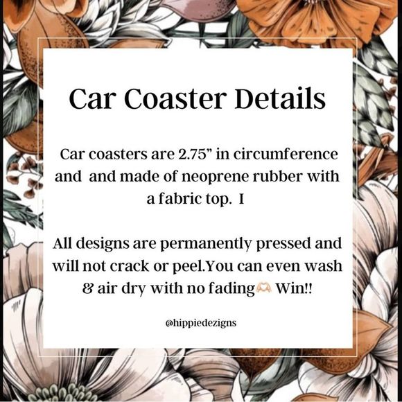 Sunflower 🌻 Skull Car Coaster Set | Car Accessories - Picture 2 of 8